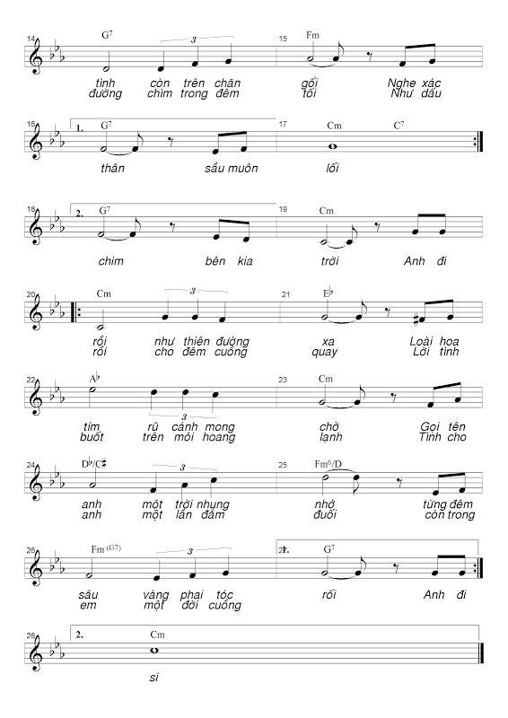 Sheet nhạc Đêm Hoang 2